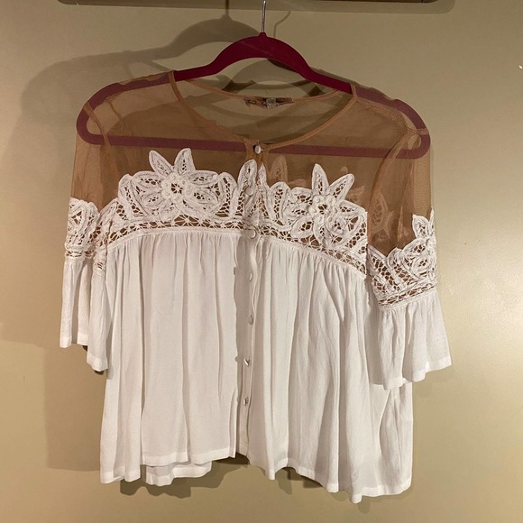 For Love & Lemons Carmine Lace White Top - Picture 4 of 9